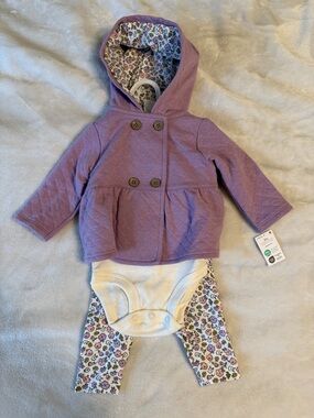 Carter's Lavender Quilted Hooded Jacket with Floral-Lined Hood